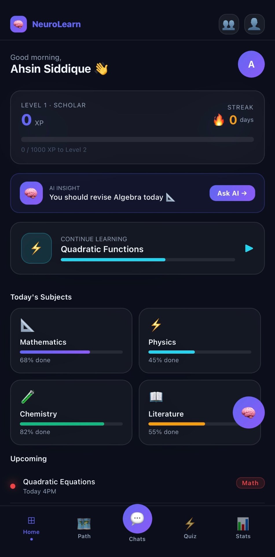 Daily AI insights and study nudges