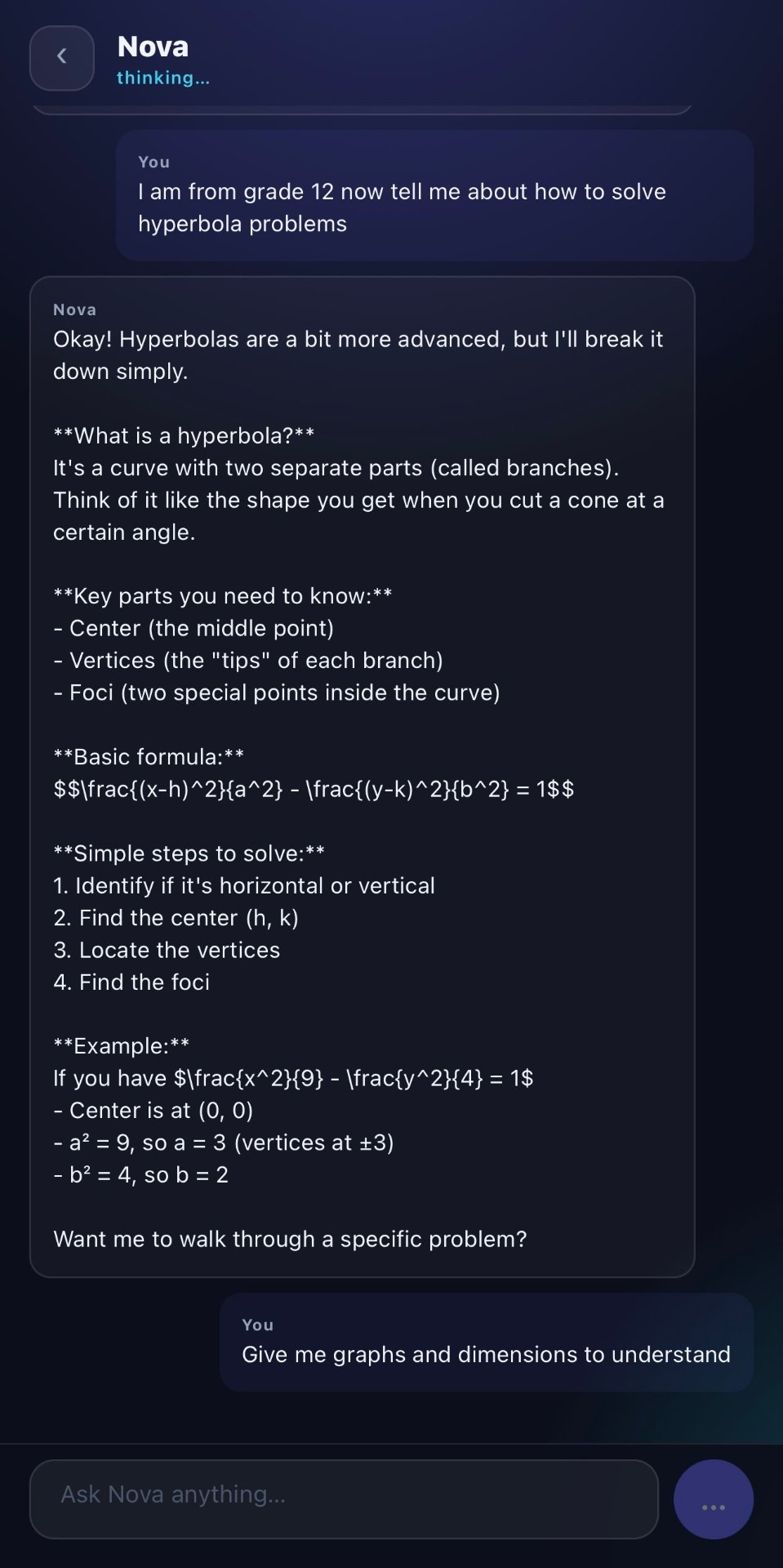Chatting with Nova, the AI tutor